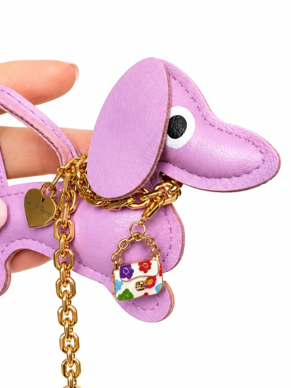 Charm Tory Toro Handmade Lavender Pink Leather Dachshund Bag Charm NWT 🐶💜